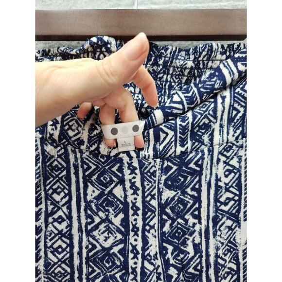 Three Dots Boho Style Navy & White Patterned Palazzos - Picture 3 of 5